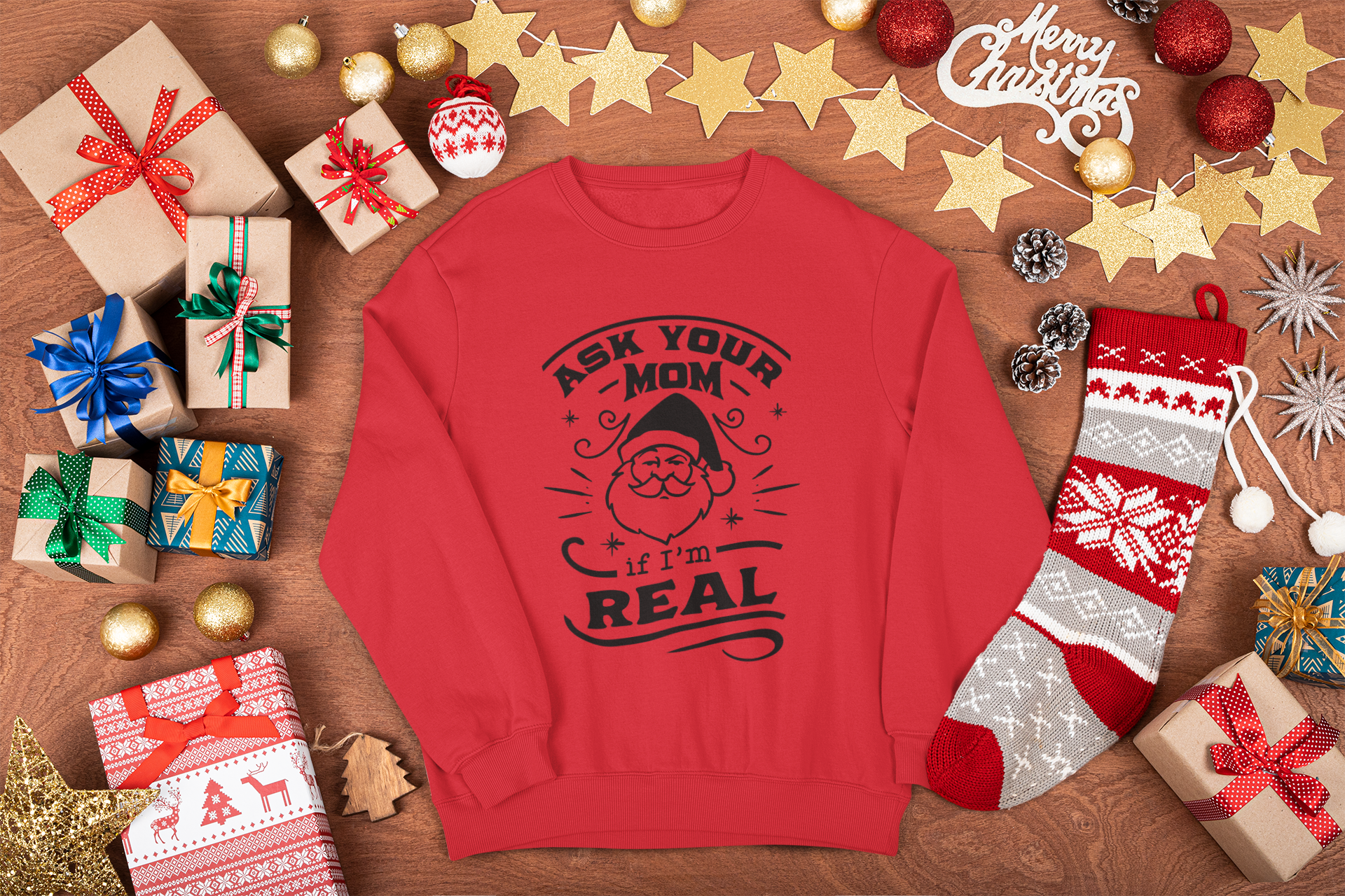 " Ask Your Mom" Santa Sweatshirt